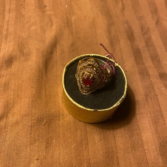 Nice Sterling and yellow gold bronze with a Ruby and white topaz - Picture 3 of 7